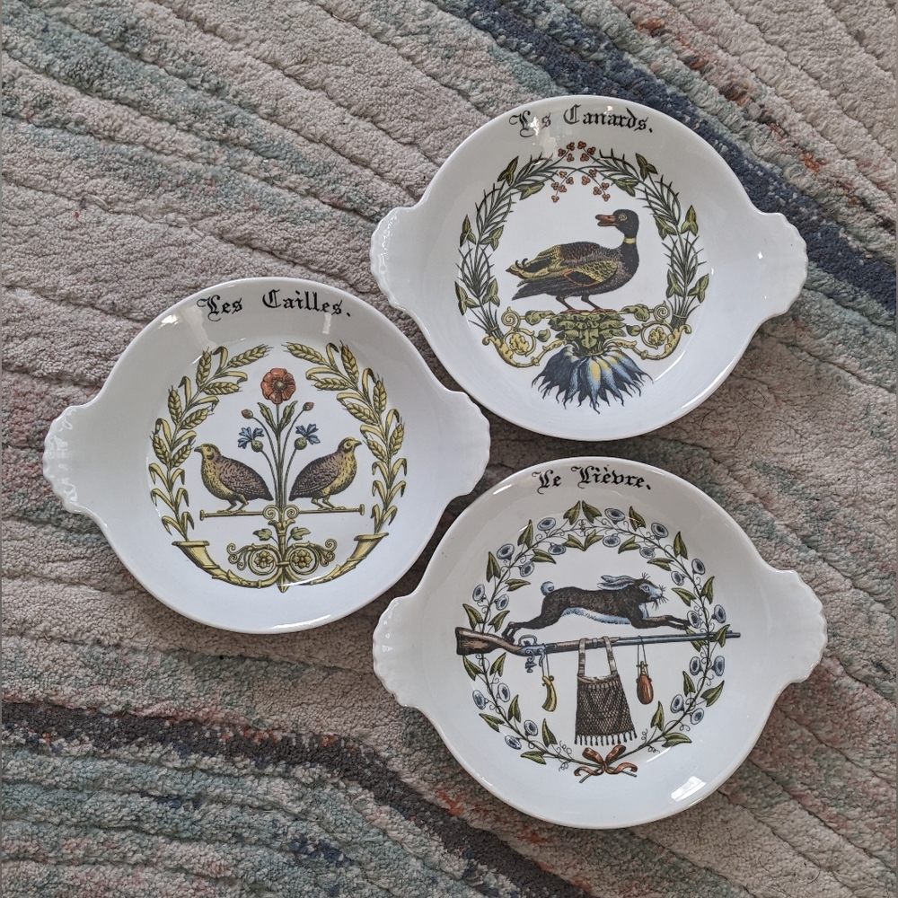 Porcelaine D'auteuil French au gratin dishes set of three